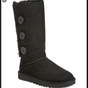 UGG Triple Botton Black Boots Women Size 8